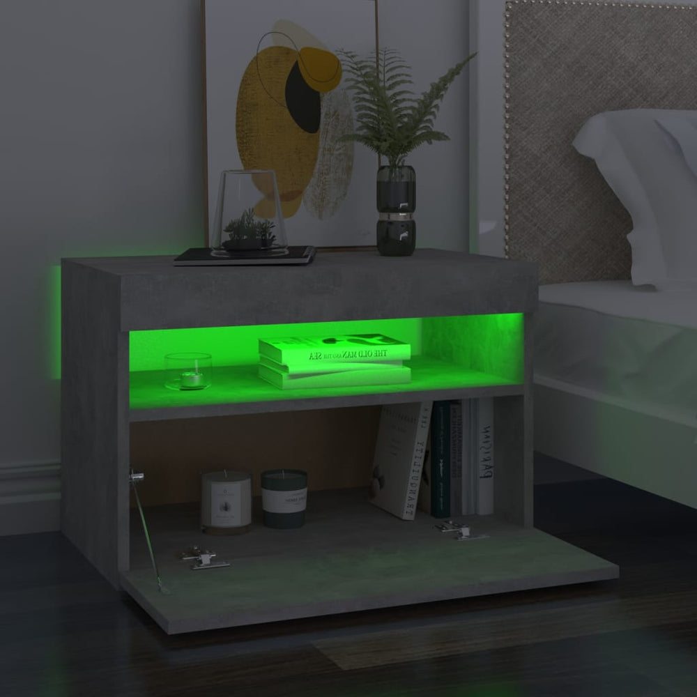 Nachtkastjes 2 st met LED-verlichting 60x35x40 cm betongrijs MeubelReus