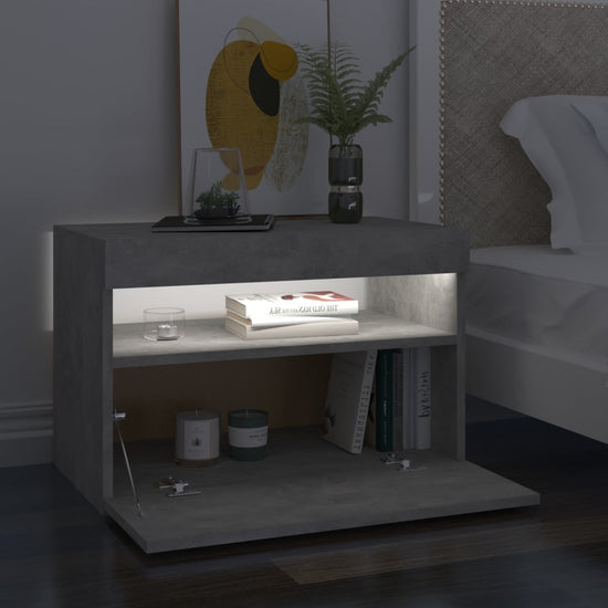 Nachtkastjes 2 st met LED-verlichting 60x35x40 cm betongrijs MeubelReus