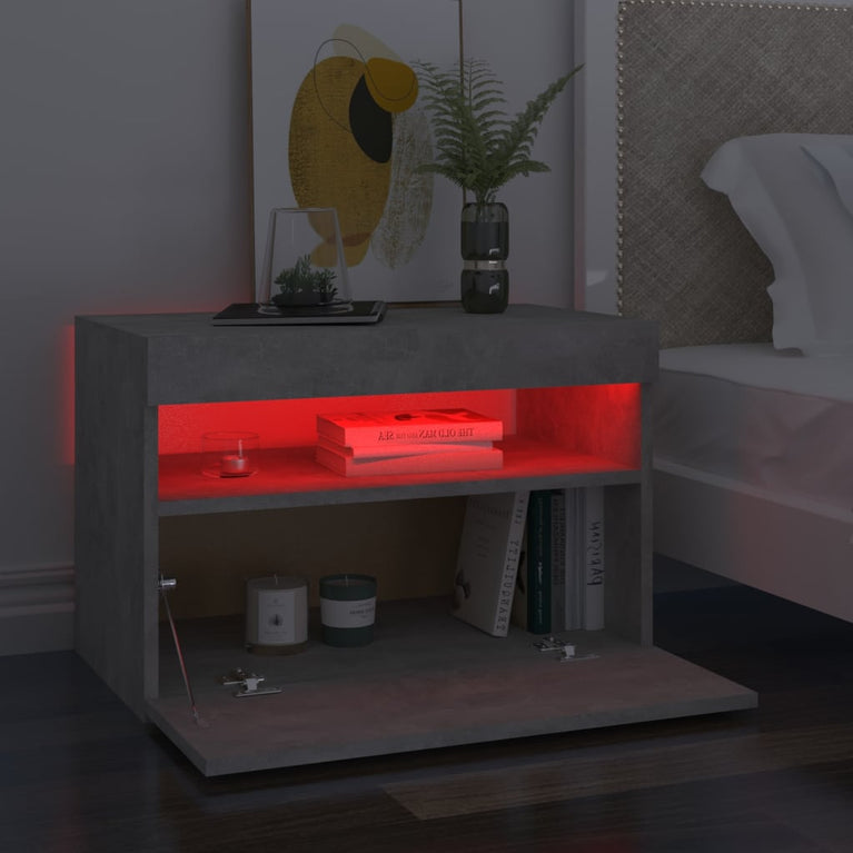 Nachtkastjes 2 st met LED-verlichting 60x35x40 cm betongrijs MeubelReus