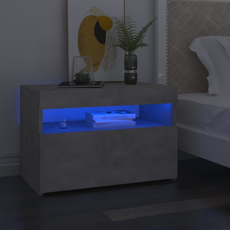Nachtkastjes 2 st met LED-verlichting 60x35x40 cm betongrijs MeubelReus