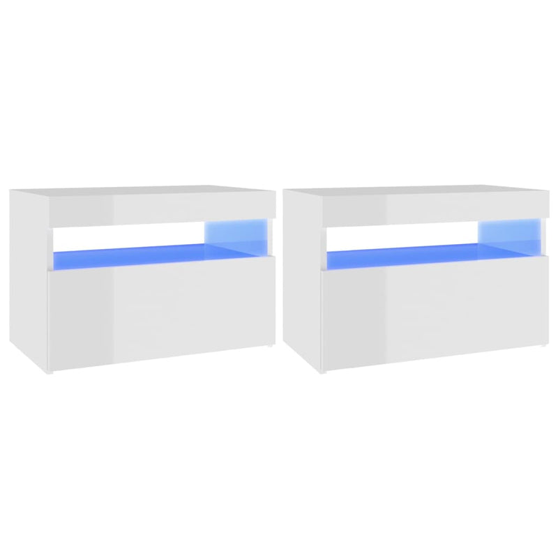 Nachtkastjes 2 st LED-verlichting 60x35x40 cm hoogglans wit MeubelReus