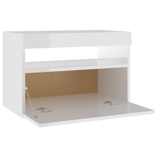 Nachtkastjes 2 st LED-verlichting 60x35x40 cm hoogglans wit MeubelReus