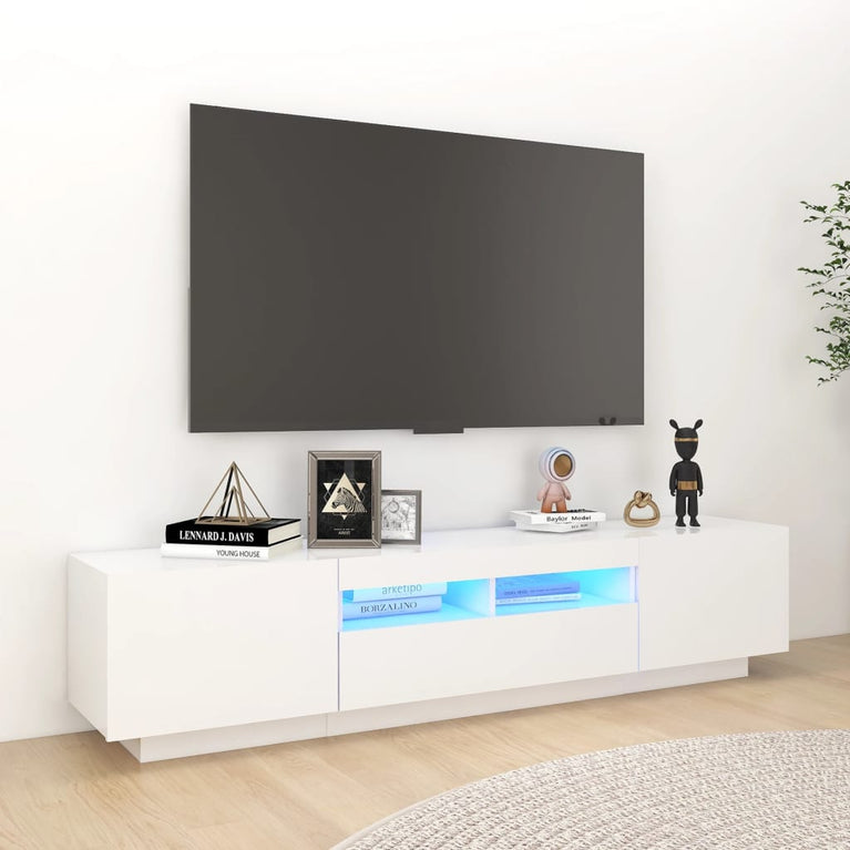Tv-meubel met LED-verlichting 180x35x40 cm wit MeubelReus