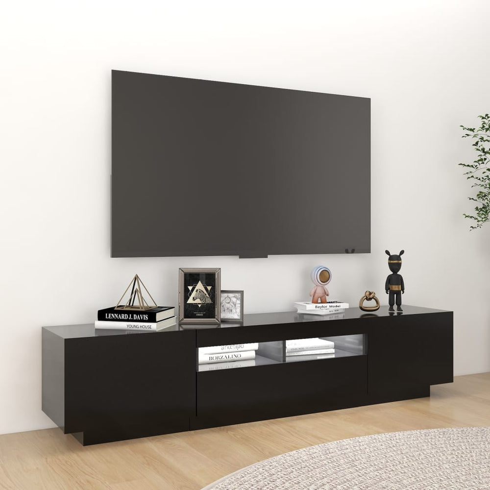 Tv-meubel met LED-verlichting 180x35x40 cm zwart MeubelReus