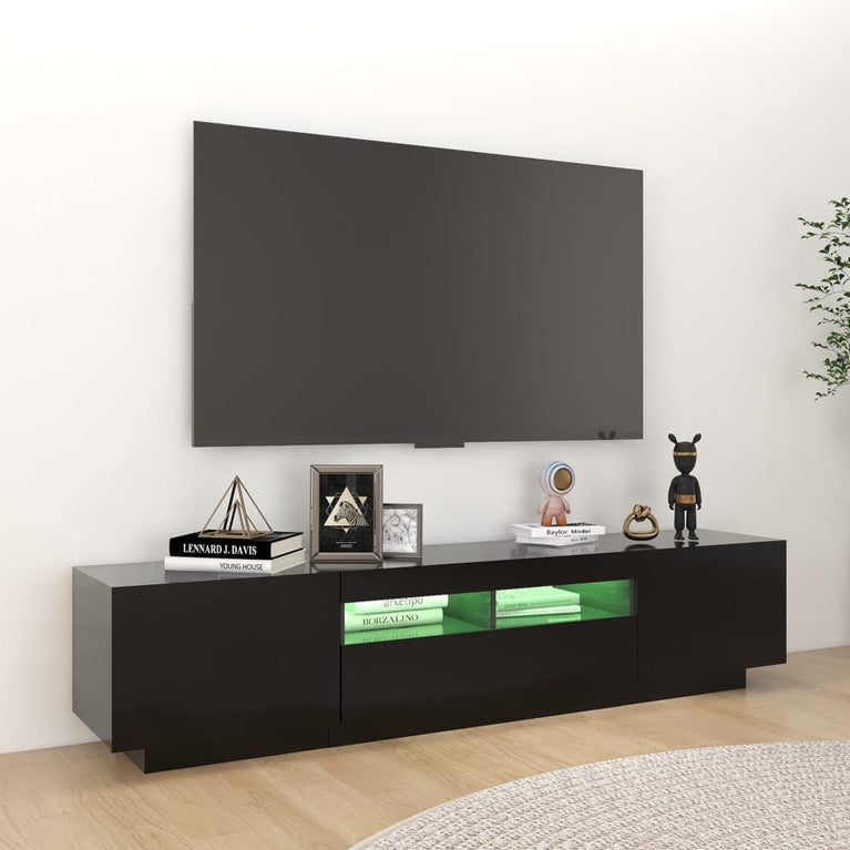 Tv-meubel met LED-verlichting 180x35x40 cm zwart MeubelReus