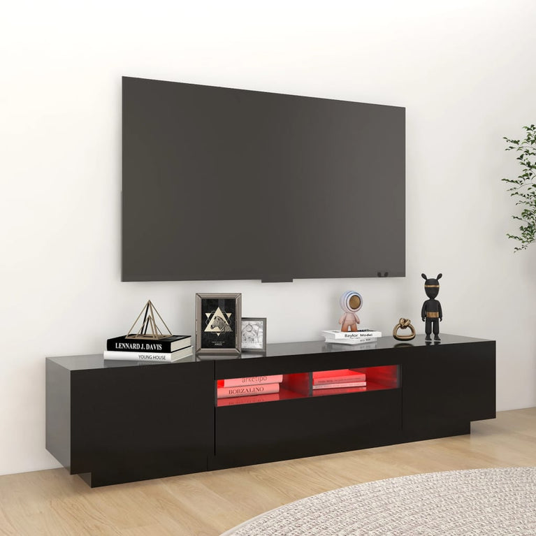 Tv-meubel met LED-verlichting 180x35x40 cm zwart MeubelReus