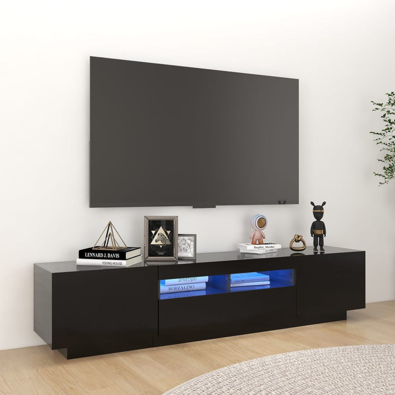 Tv-meubel met LED-verlichting 180x35x40 cm zwart MeubelReus