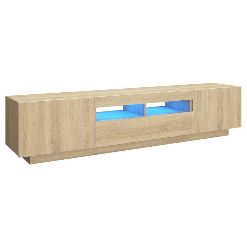 Tv-meubel met LED-verlichting 180x35x40 cm sonoma eikenkleurig MeubelReus