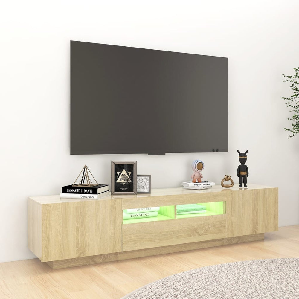 Tv-meubel met LED-verlichting 180x35x40 cm sonoma eikenkleurig MeubelReus
