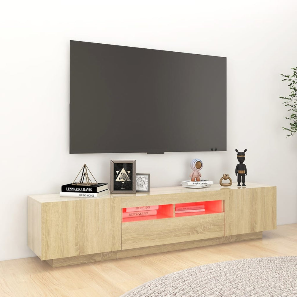 Tv-meubel met LED-verlichting 180x35x40 cm sonoma eikenkleurig MeubelReus