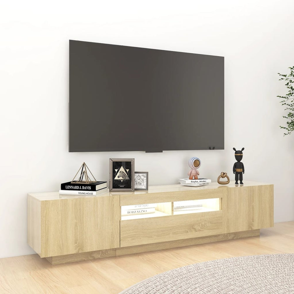 Tv-meubel met LED-verlichting 180x35x40 cm sonoma eikenkleurig MeubelReus