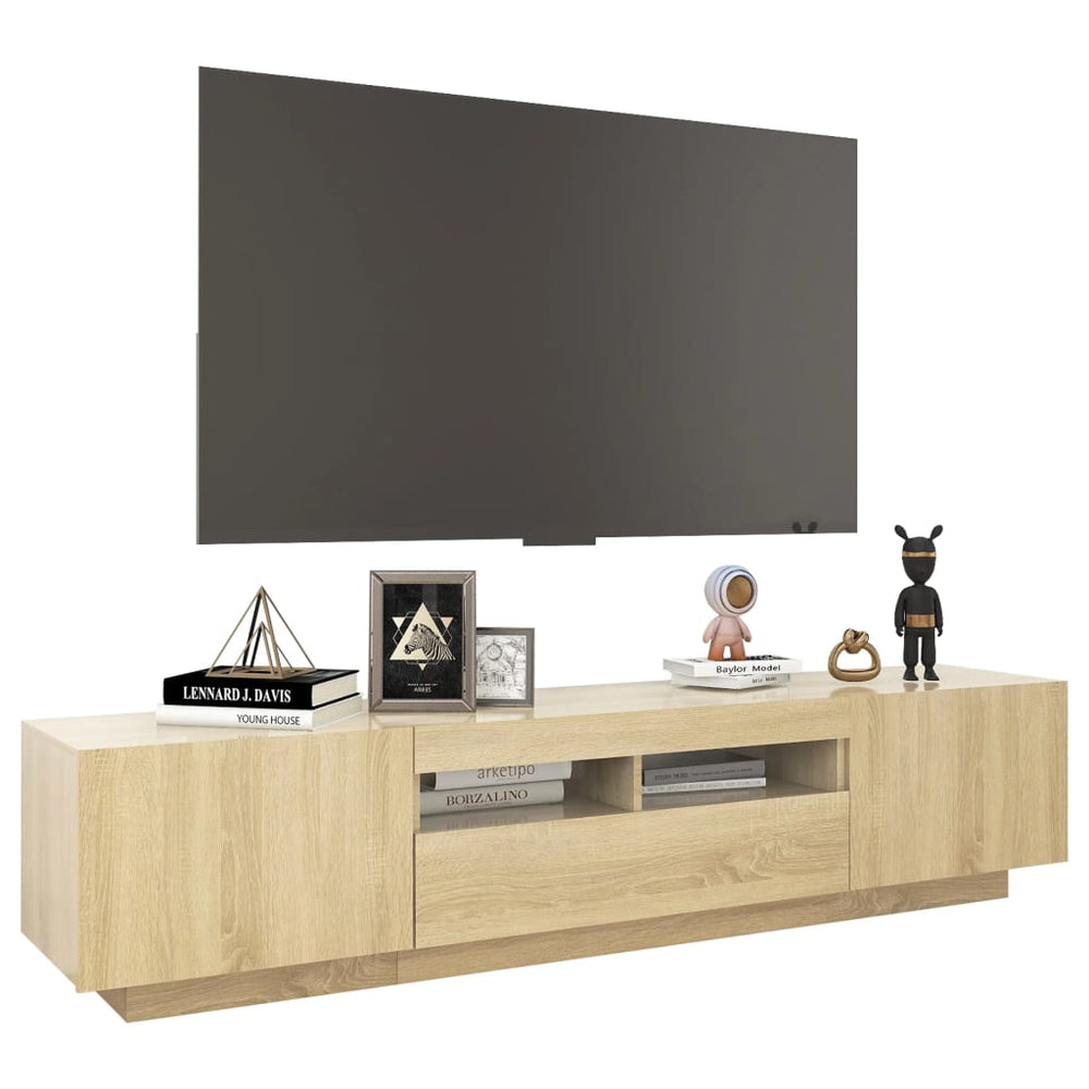 Tv-meubel met LED-verlichting 180x35x40 cm sonoma eikenkleurig MeubelReus