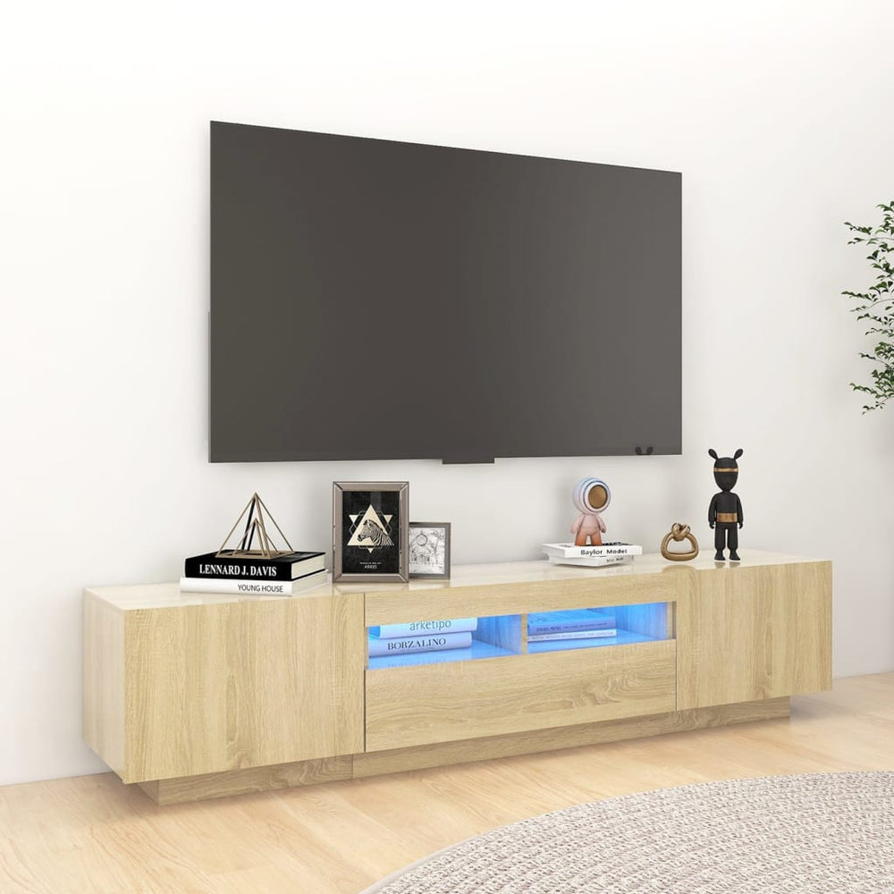 Tv-meubel met LED-verlichting 180x35x40 cm sonoma eikenkleurig MeubelReus