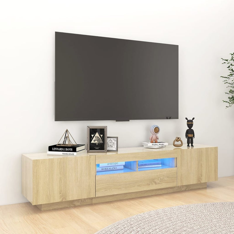 Tv-meubel met LED-verlichting 180x35x40 cm sonoma eikenkleurig MeubelReus
