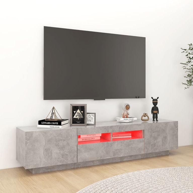 Tv-meubel met LED-verlichting 180x35x40 cm betongrijs MeubelReus