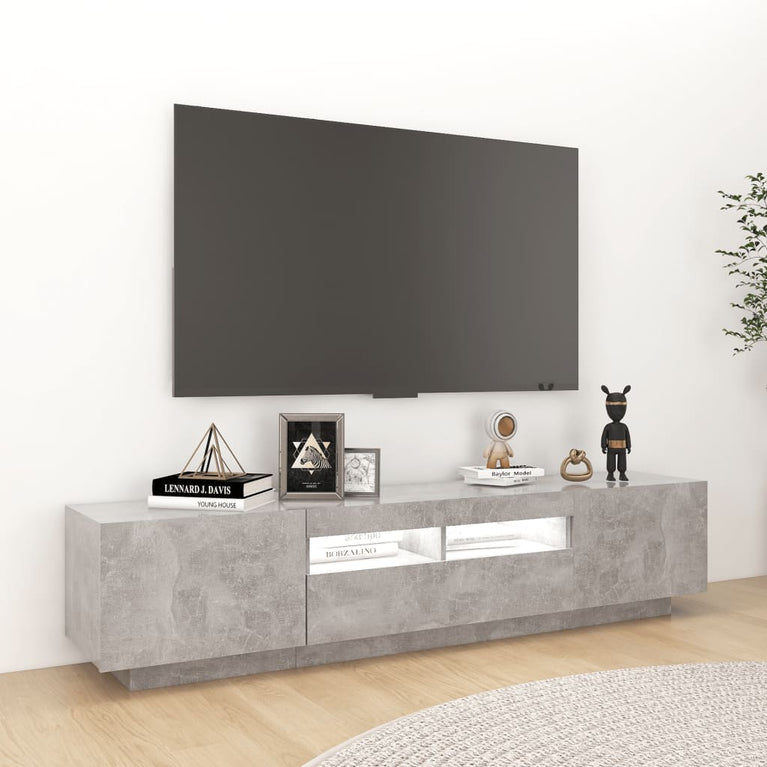Tv-meubel met LED-verlichting 180x35x40 cm betongrijs MeubelReus