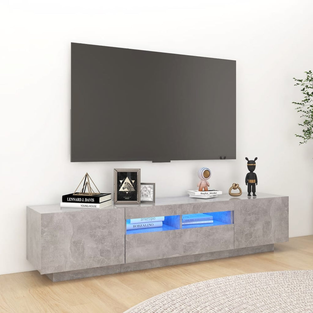Tv-meubel met LED-verlichting 180x35x40 cm betongrijs MeubelReus