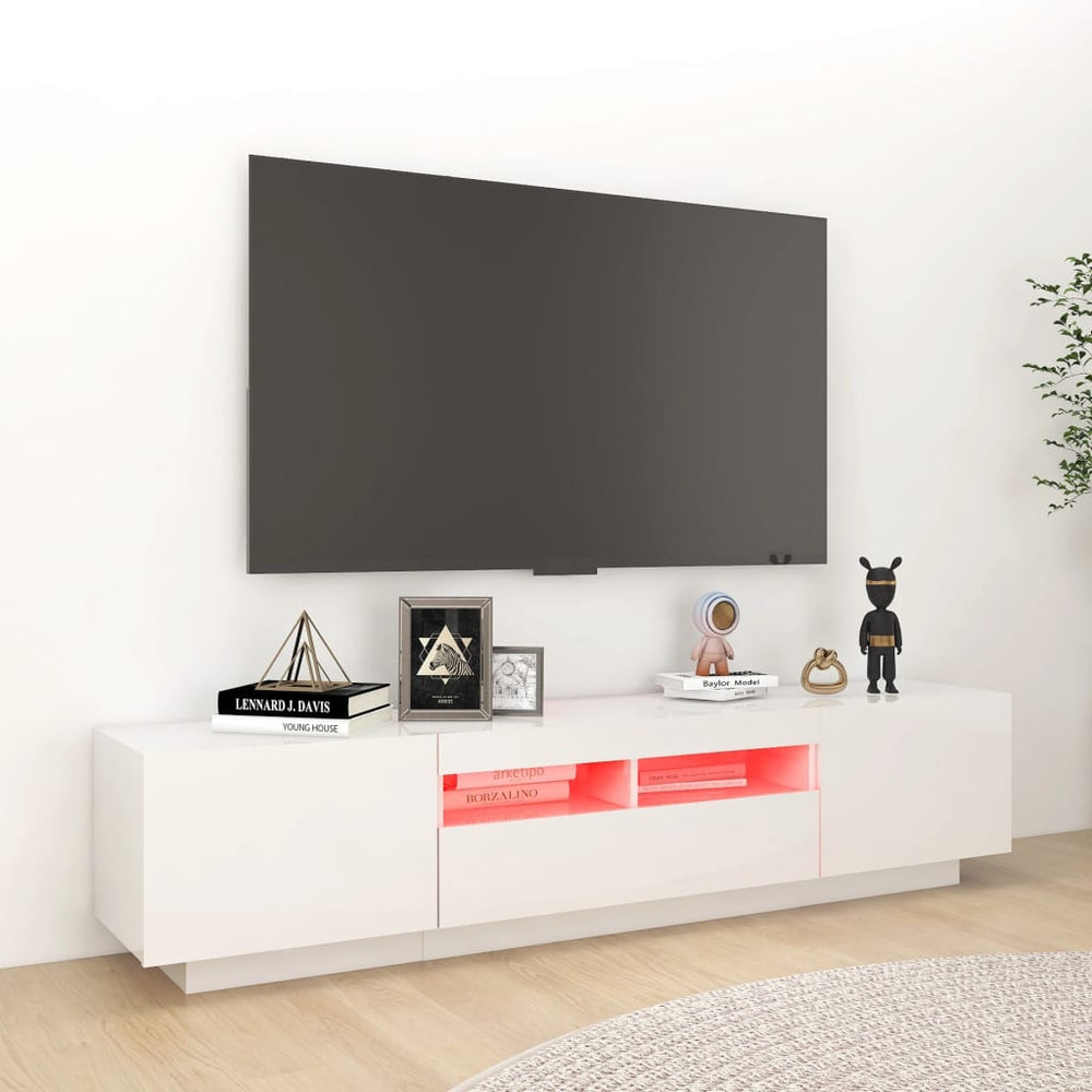 Tv-meubel met LED-verlichting 180x35x40 cm hoogglans wit MeubelReus