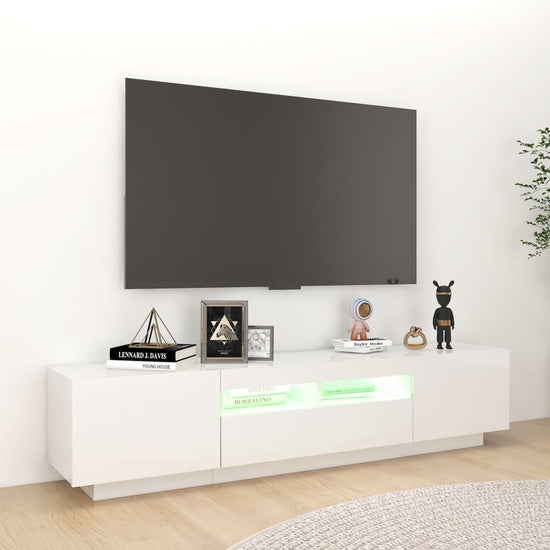 Tv-meubel met LED-verlichting 180x35x40 cm hoogglans wit MeubelReus