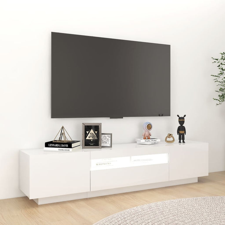 Tv-meubel met LED-verlichting 180x35x40 cm hoogglans wit MeubelReus