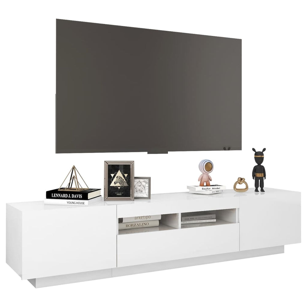 Tv-meubel met LED-verlichting 180x35x40 cm hoogglans wit MeubelReus