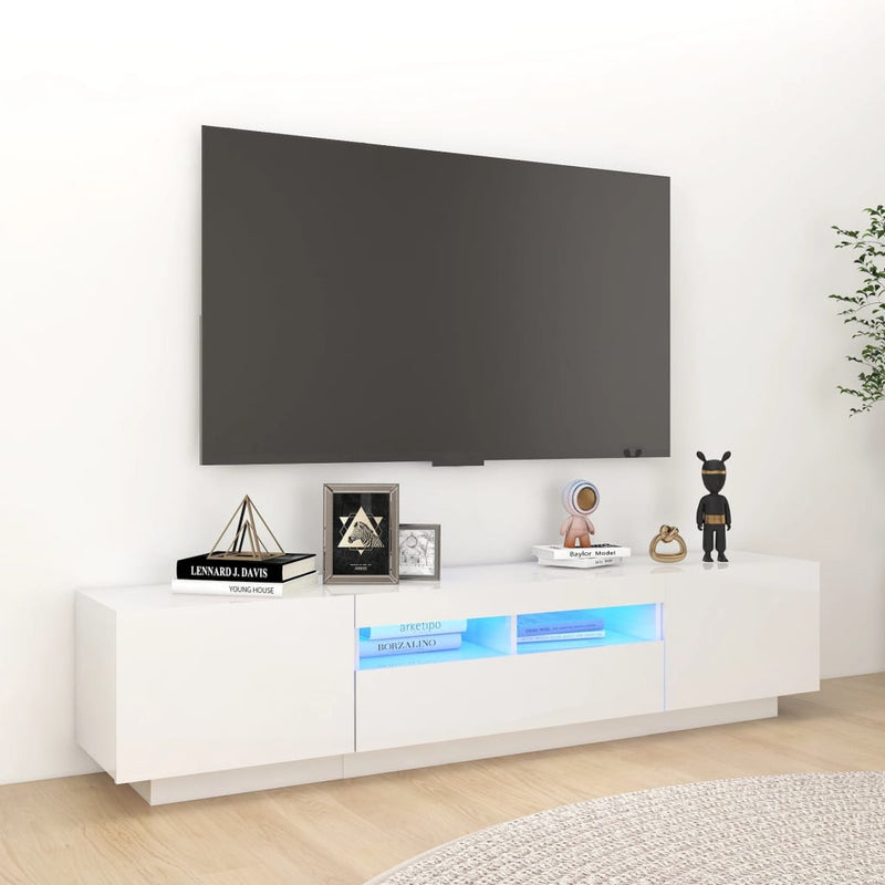 Tv-meubel met LED-verlichting 180x35x40 cm hoogglans wit MeubelReus