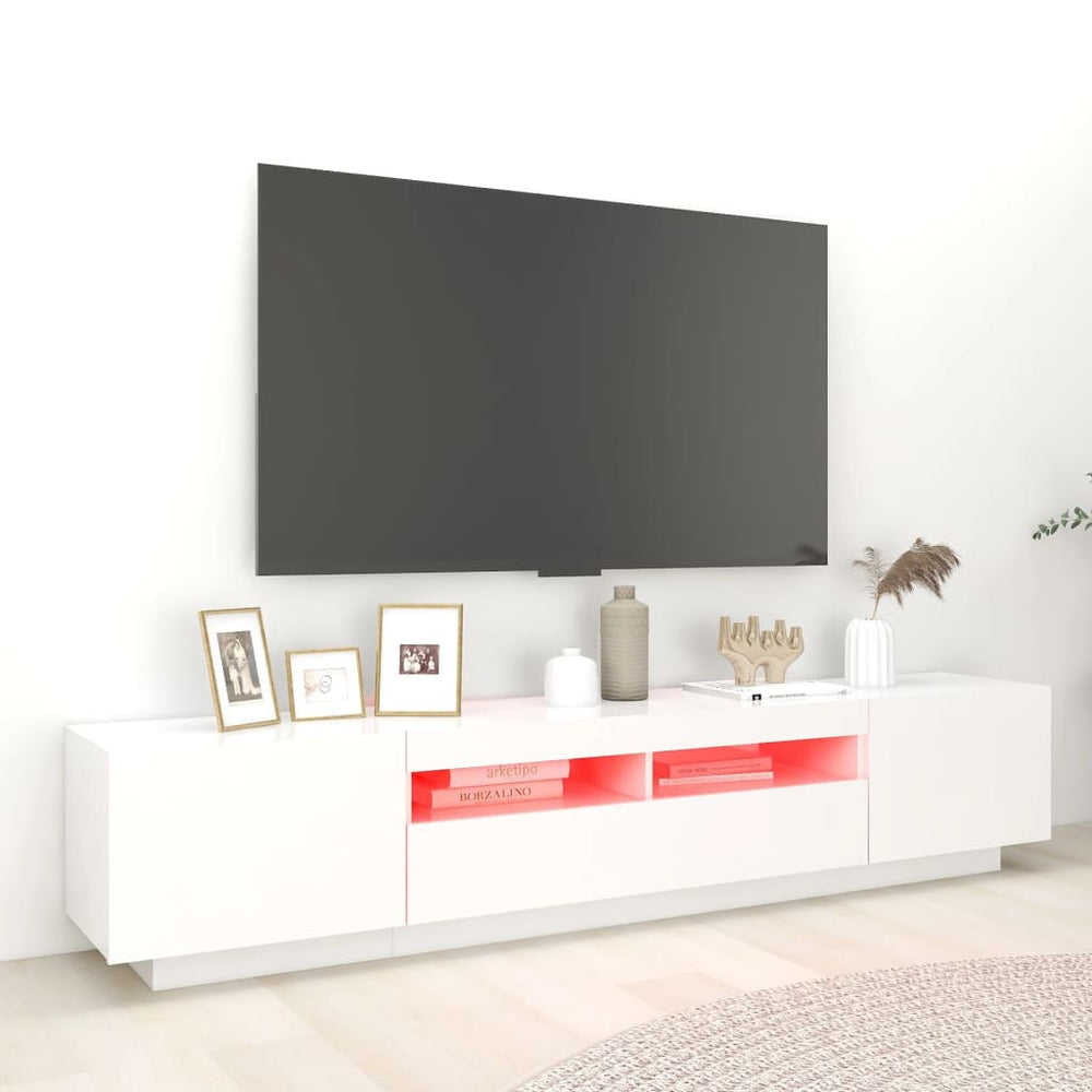 Tv-meubel met LED-verlichting 200x35x40 cm wit MeubelReus