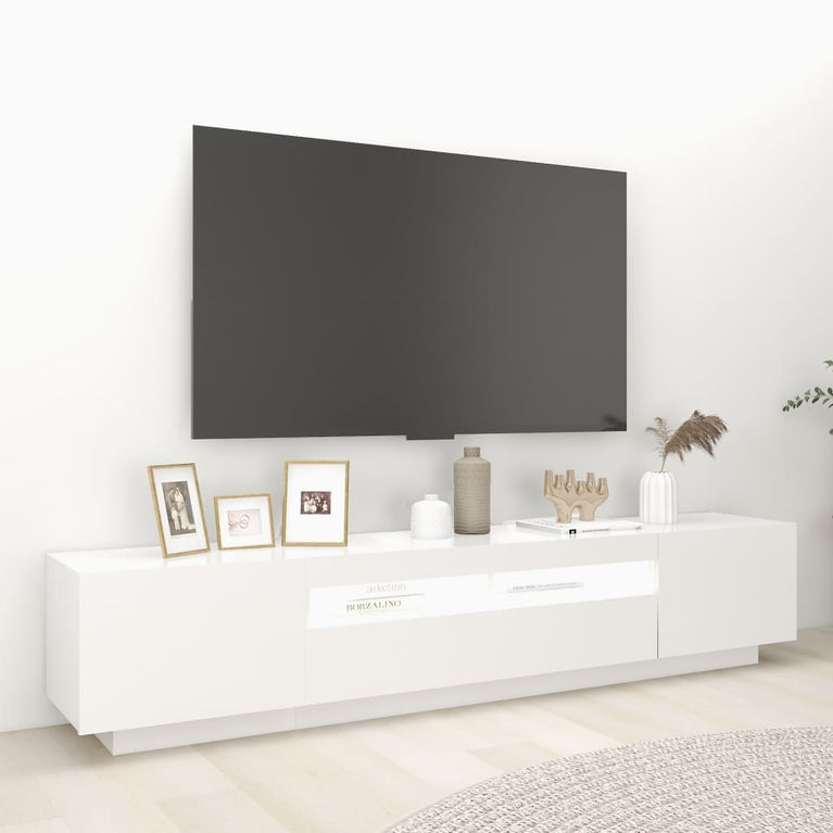 Tv-meubel met LED-verlichting 200x35x40 cm wit MeubelReus