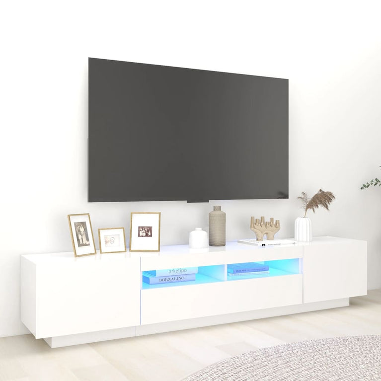 Tv-meubel met LED-verlichting 200x35x40 cm wit MeubelReus
