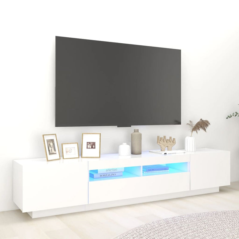 Tv-meubel met LED-verlichting 200x35x40 cm wit MeubelReus