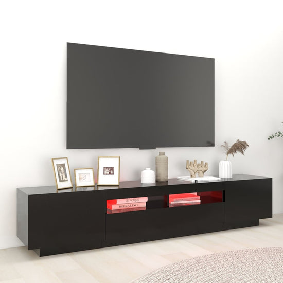 Tv-meubel met LED-verlichting 200x35x40 cm zwart MeubelReus