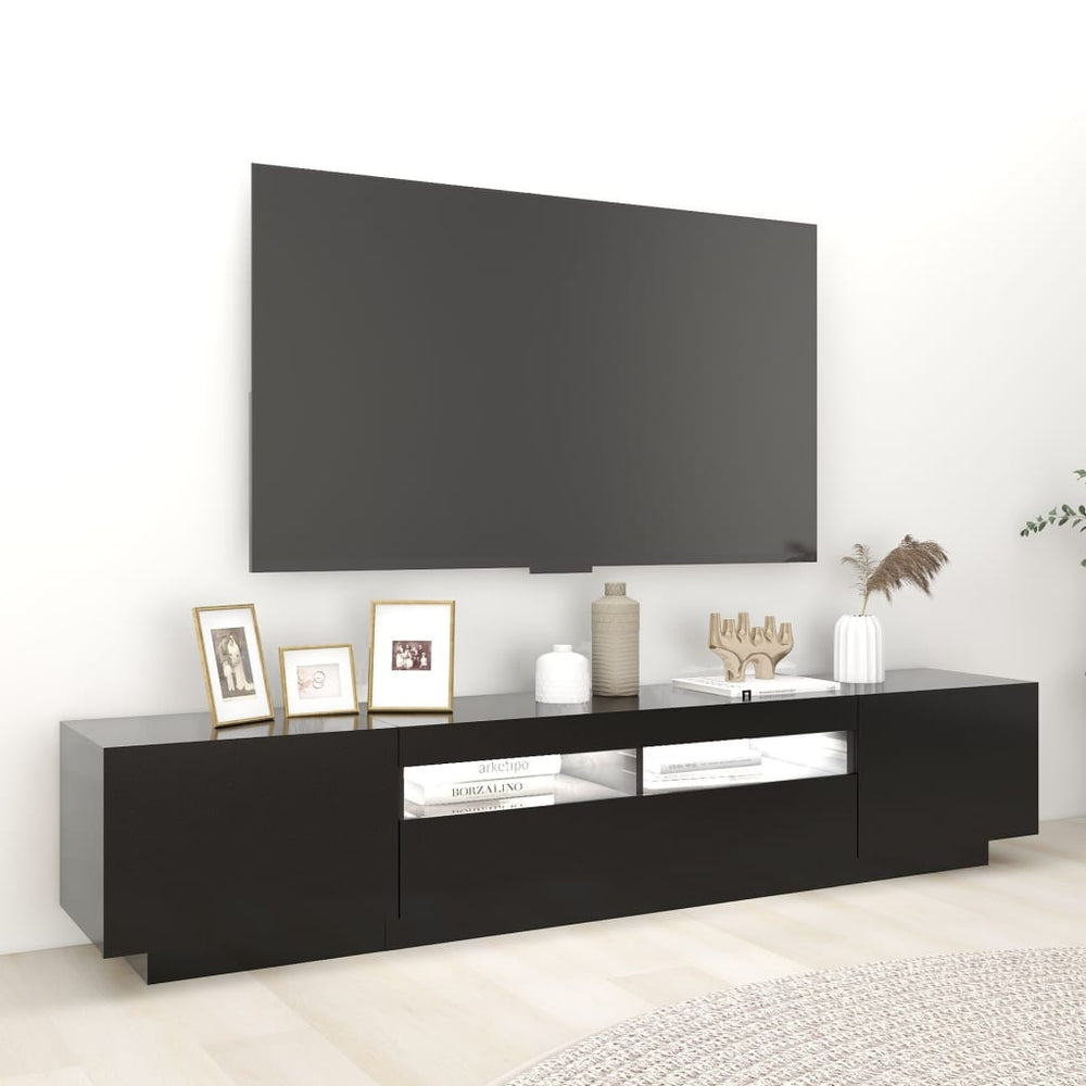 Tv-meubel met LED-verlichting 200x35x40 cm zwart MeubelReus
