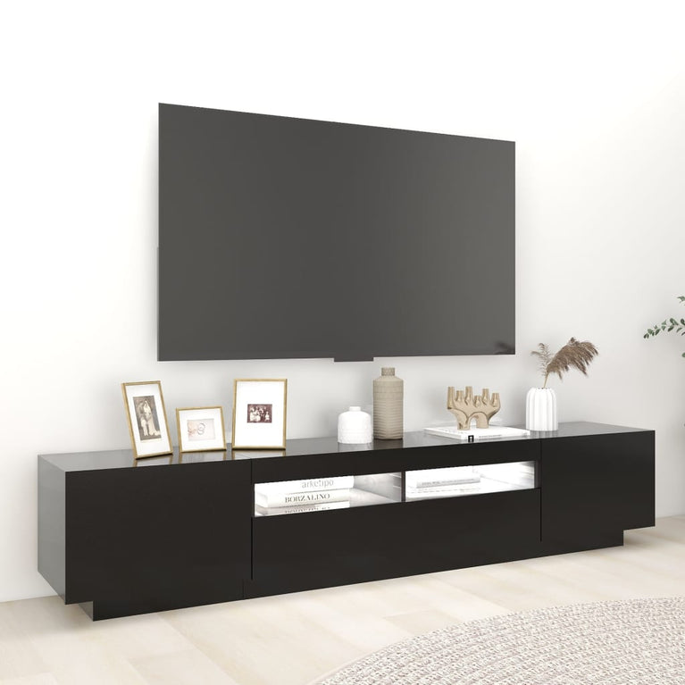 Tv-meubel met LED-verlichting 200x35x40 cm zwart MeubelReus