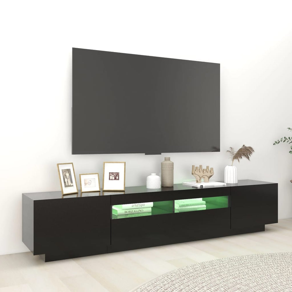 Tv-meubel met LED-verlichting 200x35x40 cm zwart MeubelReus