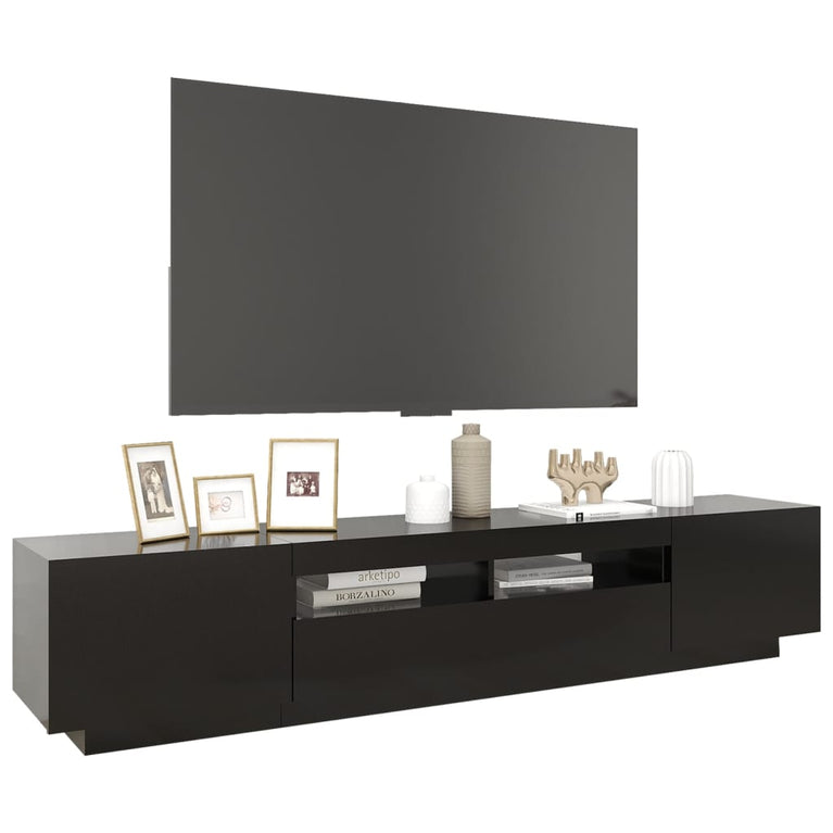 Tv-meubel met LED-verlichting 200x35x40 cm zwart MeubelReus