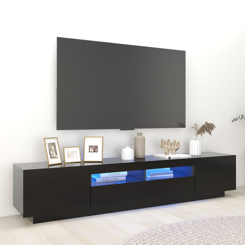 Tv-meubel met LED-verlichting 200x35x40 cm zwart MeubelReus