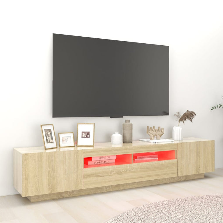 Tv-meubel met LED-verlichting 200x35x40 cm sonoma eikenkleurig MeubelReus
