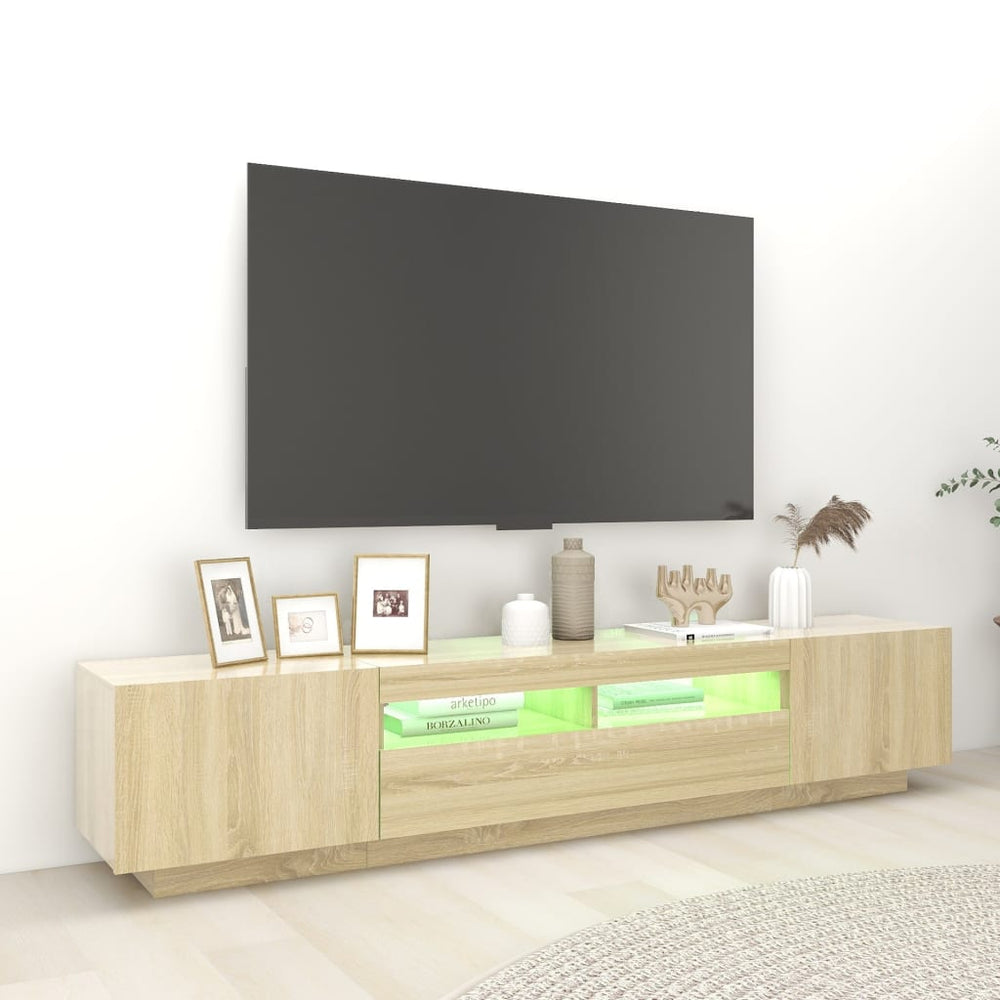 Tv-meubel met LED-verlichting 200x35x40 cm sonoma eikenkleurig MeubelReus