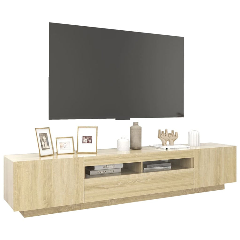 Tv-meubel met LED-verlichting 200x35x40 cm sonoma eikenkleurig MeubelReus