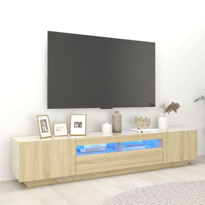 Tv-meubel met LED-verlichting 200x35x40 cm sonoma eikenkleurig MeubelReus