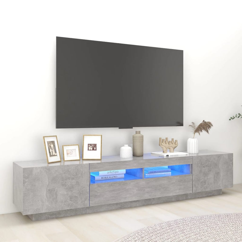 Tv-meubel met LED-verlichting 200x35x40 cm betongrijs MeubelReus