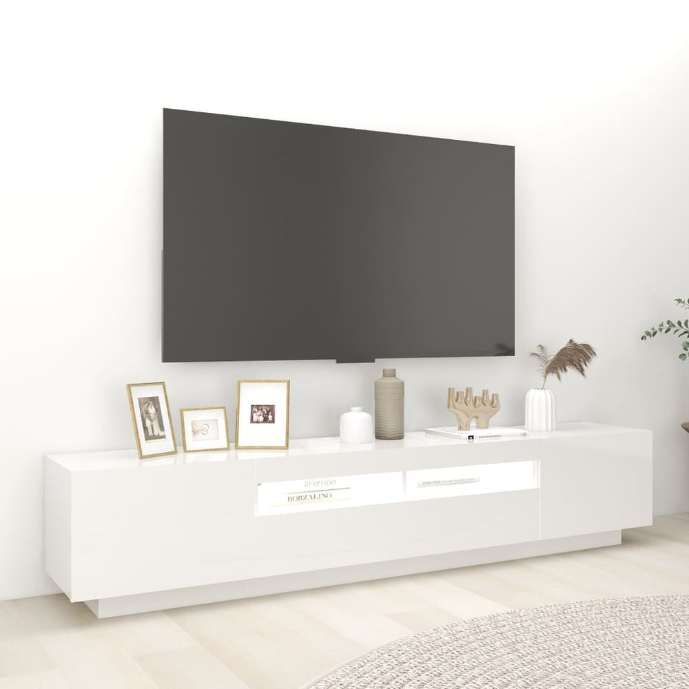 Tv-meubel met LED-verlichting 200x35x40 cm hoogglans wit MeubelReus