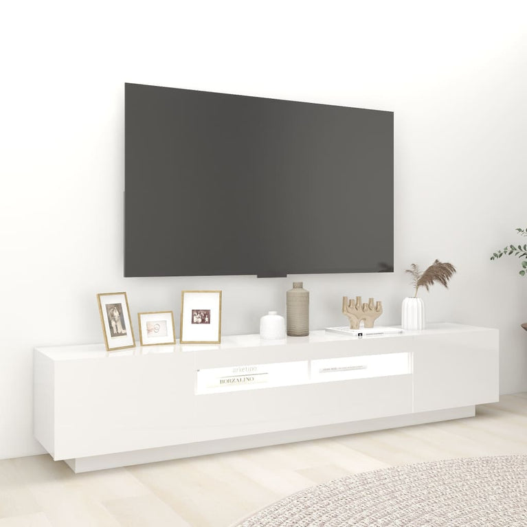 Tv-meubel met LED-verlichting 200x35x40 cm hoogglans wit MeubelReus