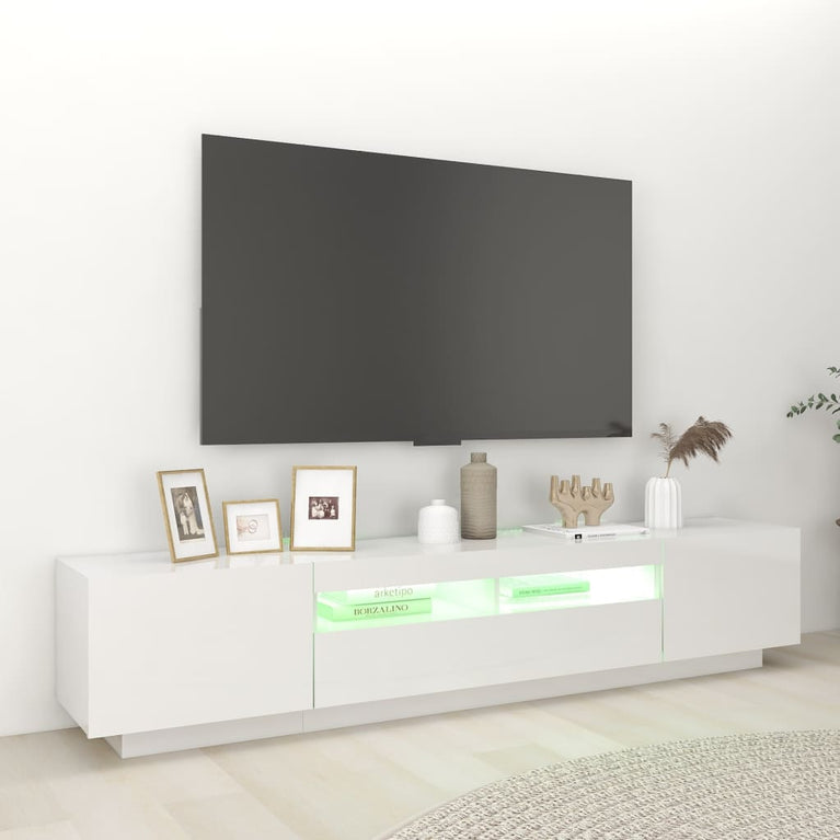 Tv-meubel met LED-verlichting 200x35x40 cm hoogglans wit MeubelReus