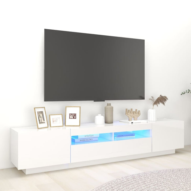 Tv-meubel met LED-verlichting 200x35x40 cm hoogglans wit MeubelReus
