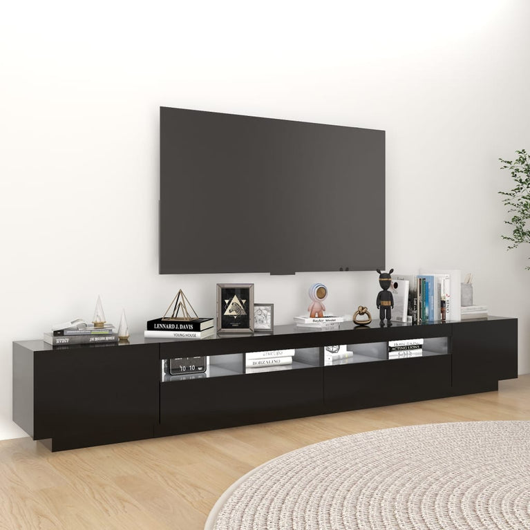 Tv-meubel met LED-verlichting 260x35x40 cm zwart MeubelReus