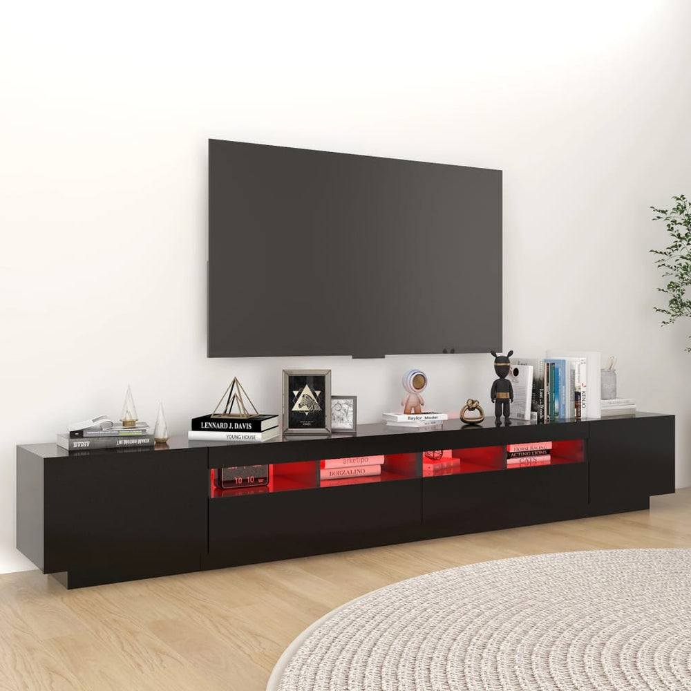Tv-meubel met LED-verlichting 260x35x40 cm zwart MeubelReus