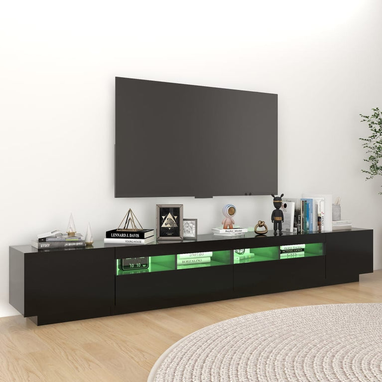 Tv-meubel met LED-verlichting 260x35x40 cm zwart MeubelReus