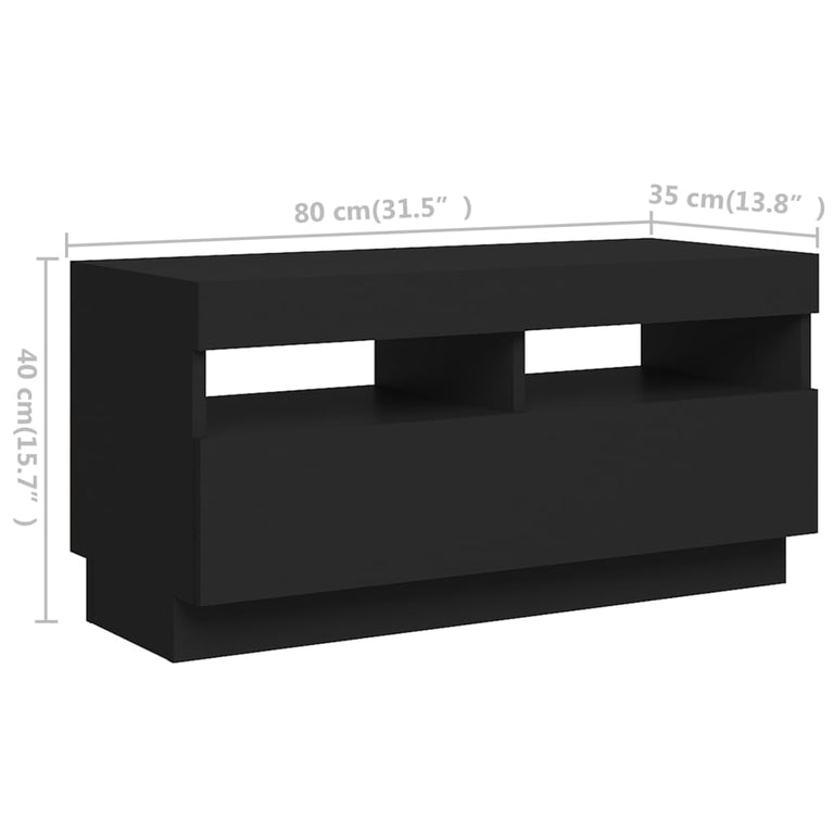 Tv-meubel met LED-verlichting 260x35x40 cm zwart MeubelReus