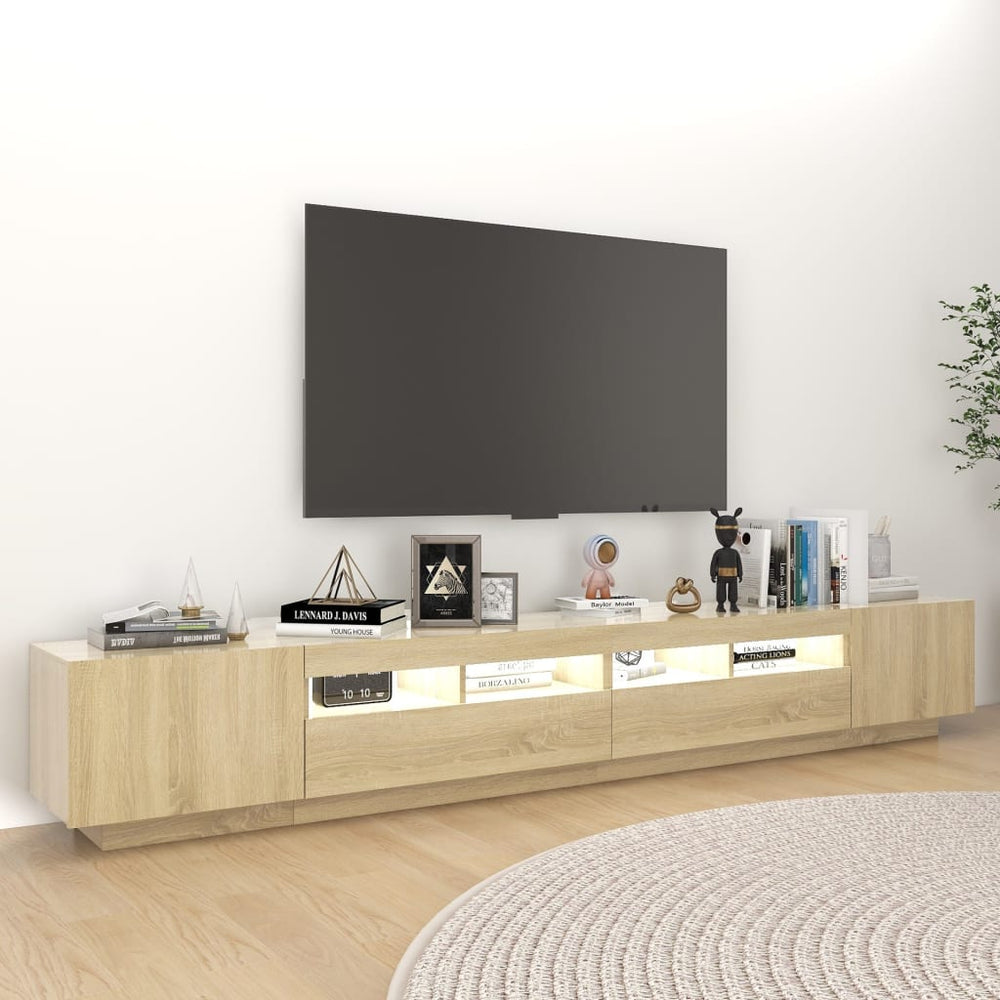 Tv-meubel met LED-verlichting 260x35x40 cm sonoma eikenkleurig MeubelReus
